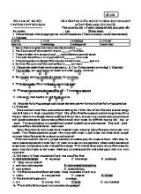 Đề kiểm tra giữa học kỳ II môn Tiếng Anh Lớp 10 - Năm học 2016-2017 - Trường THPT Sóc Sơn